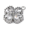 304 Stainless Steel Cubic Zirconia Pendants STAS-R141-01P-03-2