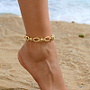 Brass Geometric Foot Chain Fashionable Oval Women's Anklets Unique Foot Jewelry QB4814-1-1