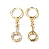 Clear Cubic Zirconia Circle Ring Dangle Hoop Earrings EJEW-B017-02G-2