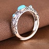 Adjustable Synthetic Turquoise with 925 Sterling Silver Finger Rings RJEW-C155-06-2