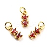 Brass Cubic Zirconia Charms KK-A156-14G-RS-2