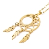 Woven Net/Web with Feather 201 Stainless Steel Boho Pendant Necklaces for Women NJEW-G087-09G-2