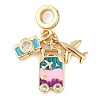 Rack Plating Brass Cubic Zirconia Summer European Dangle Charms X-KK-P287-01A-G-1