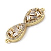 Rack Plating Brass Clear Cubic Zirconia Infinity Connector Charms KK-A234-036G-01-2