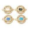 Rack Plating Brass Micro Pave Clear Cubic Zirconia Connector Charms KK-P268-18G-1