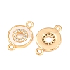 Brass Micro Pave Clear Cubic Zirconia and Natural Shell Links KK-L274-02G-2
