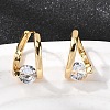 Brass Micro Pave Clear Cubic Zirconia Round Hoop Earrings EJEW-P331-09G-1