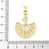 Brass Clear Cubic Zirconia Fan European Dangle Charms KK-Z090-05G-3