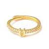 Clear Cubic Zirconia Initial Letter Adjustable Ring RJEW-C052-01G-U-2