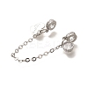 Brass Clear Cubic Zirconia European Safety Chains with Heart Charms KK-C085-15P-2