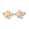 304 Stainless Steel Pink Enamel Shamrock Connector Charms STAS-I322-62G-1