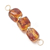 3Pcs 3 Styles Natural Amber Cube Beaded Connector Charms PALLOY-JF04926-4