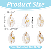 60Pcs 6 Styles Natural Cowrie Shell Pendants PALLOY-ME00013-2