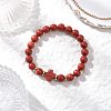 Natural Red Jasper Cross Round Beaded Stretch Bracelets for Men Women BJEW-JB12258-02-1