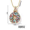 Brass Pave Colorful Cubic Zirconia Letter Pendant Box Chain Necklaces NU0575-15-1