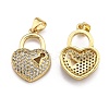 Brass Micro Pave Clear Cubic Zirconia Pendants ZIRC-J025-65G-2