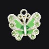 Silver Color Plated Alloy Enamel Rhinestone Butterfly Pendants X-ENAM-M013-01-2
