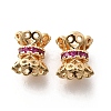Brass Micro Pave Magenta Cubic Zirconia Beads KK-M318-32G-1