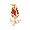 Brass Micro Pave Clear Cubic Zirconia Pendants KK-F931-13G-03-1