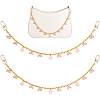 2Pcs Alloy Enamel Pink Bowknot Tassel 304 Stainless Steel Cable Chain Bag Decorative Chains AJEW-BBC0001-03-1