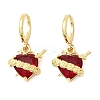 Heart Brass Glass Hoop Earrings EJEW-P333-09A-G-4