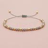 Glass & Brass Round Beads Braided Bead Bracelets RD6595-14-1