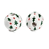 Christmas Printed Schima Wood European Beads WOOD-G024-02C-2