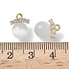 Brass Micro Pave Cubic Zirconia with Cat Eye Round Charms KK-Z136-10G-3