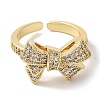 Bowknot Brass Micro Pave Clear Cubic Zirconia Open Cuff Rings for Women LS-RJEW-C098-13G-2