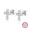 Rhodium Plated 925 Sterling Silver Micro Pave Cubic Zirconia Stud Earrings CN4447-1-1