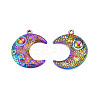 Rack Plating Rainbow Color 201 Stainless Steel Pendant Cabochon Settings STAS-T063-192M-3