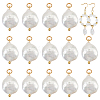 16Pcs Natural Keshi Pearl Flat Round Pendants PALLOY-BC00004-1