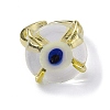 Lampwork Evil Eye Open Cuff Ring RJEW-M147-01LG-06-3