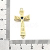 Brass Micro Pave Clear & Blue Cubic Zirconia Religion Heart Cross Connector Charms KK-Z100-22G-02-3