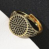Brass Micro Pave Cubic Zirconia Cuff Rings for Women RJEW-A069-13G-5