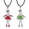 2Pcs 2 Colors Alloy Glass Beaded Christmas Doll Pendant Necklaces NJEW-MZ00135-2