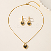 201 Stainless Steel Shell Heart Stud Earrings & Pendant Necklaces Sets for Women GN7262-3
