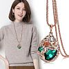 Flower Teardrop Alloy Rhinestone Pendant Necklaces for Women FS-WG2D28B-01-2