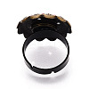 Adjustable Flower Alloy & Iron Rhinestone Bezel Cup Ring Base with Rotatable Tray MAK-T012-03AB-3