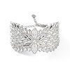 Rack Plating Brass Vintage Court Hollowed-out Flower Design Cuff Bangles for Women BJEW-D032-07P-2