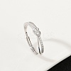 925 Sterling Silver Micro Pave Clear Cubic Zirconia Adjustable Finger Rings for Women RJEW-G351-01P-2