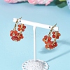 Flower Brass & Natural Carnelian Hoop Earrings EJEW-TA00781-01-1