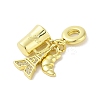 Rack Plating Brass Micro Pave Clear Cubic Zirconia European Dangle Charms LS-KK-S380-26G-2