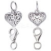 2Pcs Rhodium Plated Hollow Out 925 Sterling Silver Heart Charms STER-BBC0008-22-1