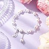 Shell Pearl & Glass Round Beaded Bracelets BJEW-JB11857-02-1