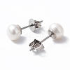 Natural Pearl Ear Studs EJEW-P223-01B-P03-2