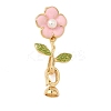 Flower Brass Enamel Fold Over Clasps KK-S531-33G-B-1