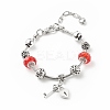 Alloy Heart Padlock and Skeleton Key Charm European Bracelet with Snake Chains BJEW-JB08043-5