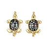 Brass Pave Natural Paua Shell Tortoise Connector Charms KK-C093-21G-1