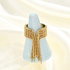 Round Ball Tassel 304 Stainless Steel Cuff Rings for Women RJEW-U039-03G-1